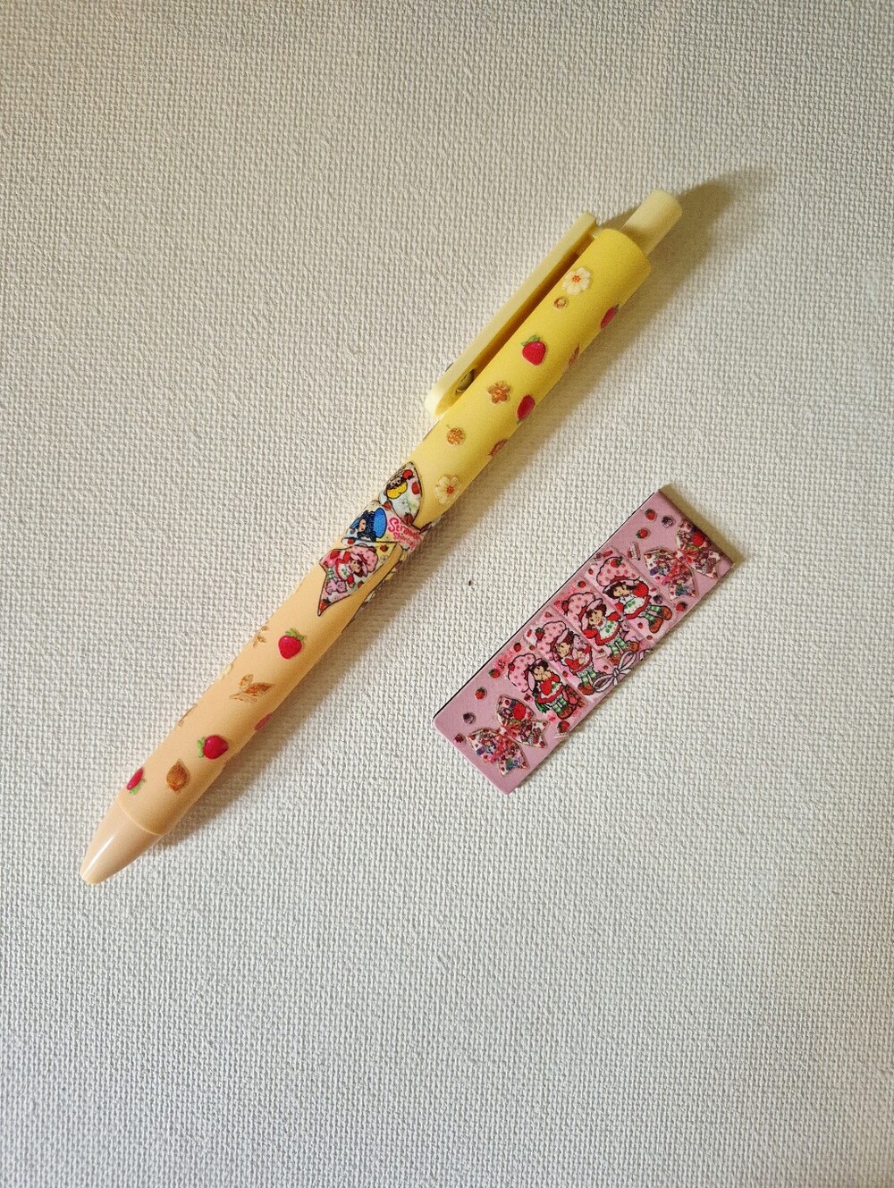 Strawberry Shortcake Cute Custom Design Yellow Peach Pen Pink Magnetic Bookmark